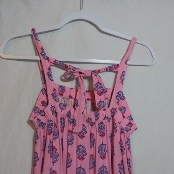 Old Navy Sleeveless Tie-Back Cutout Maxi Swing Pink Posie Dress Boho Size S - Picture 5 of 11